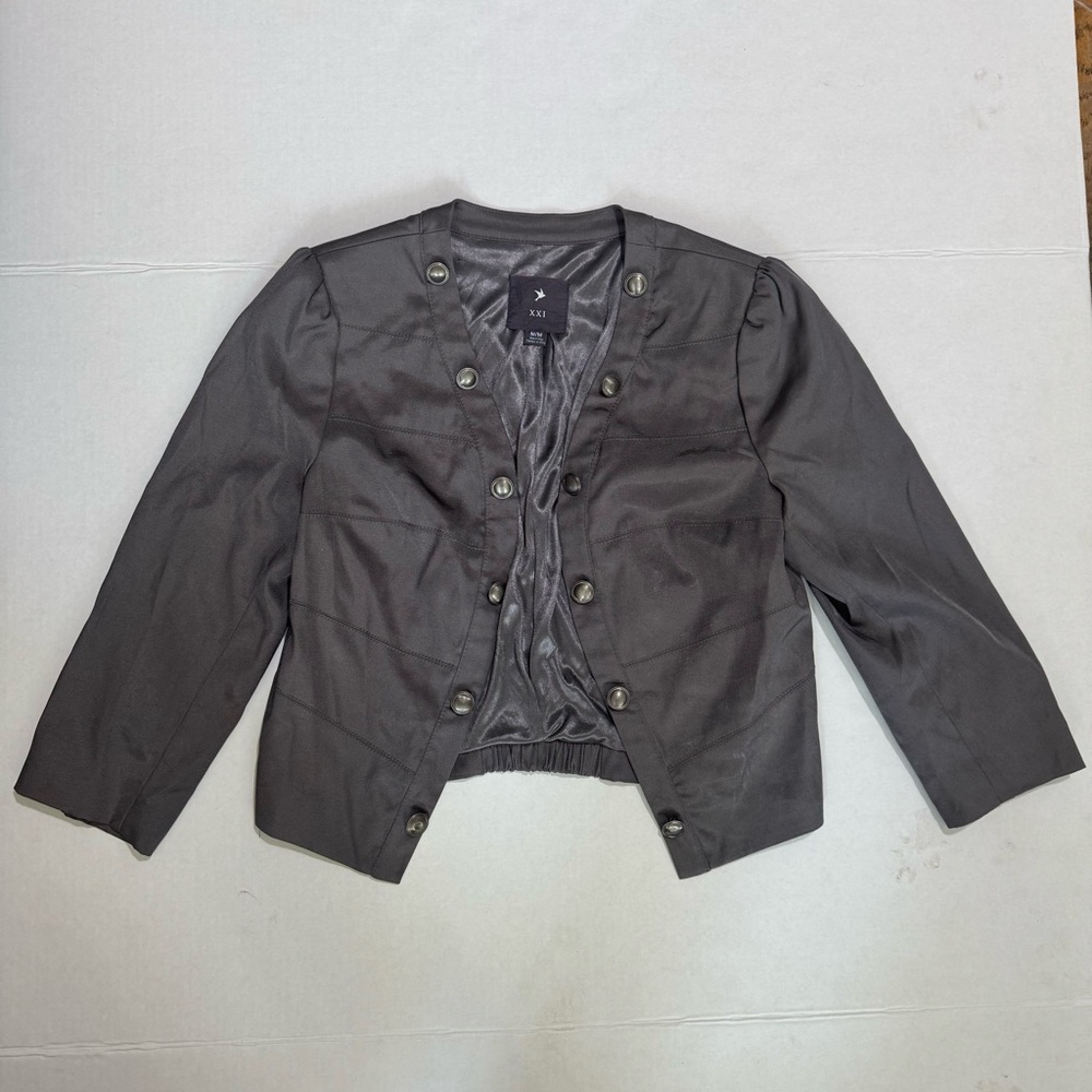 Women's Satin Gray Button Decorated Blazer